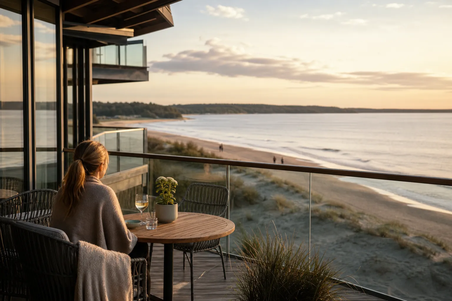 Hotell med utsikt över hav och kaj i en svensk kuststad
