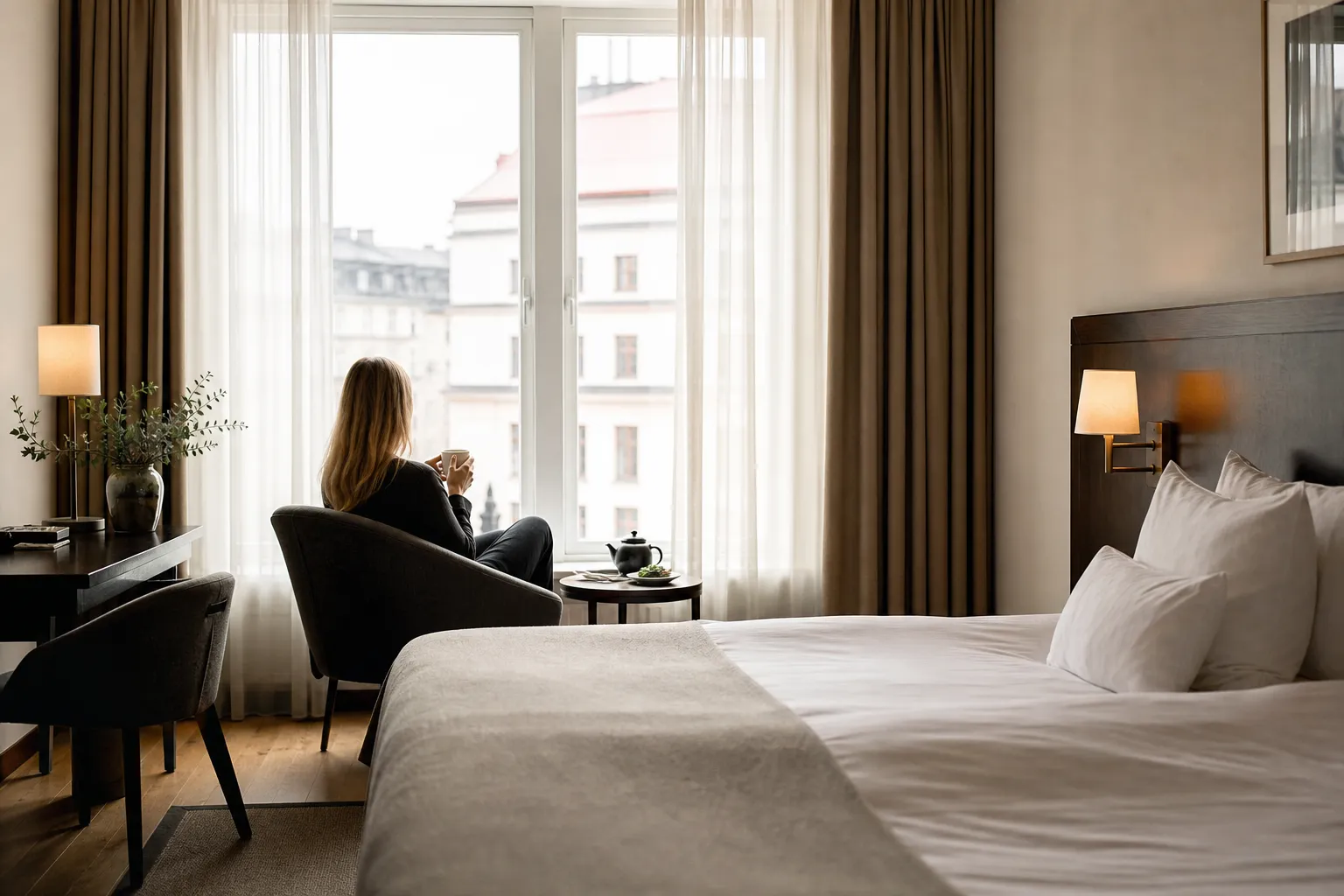 Modernt cityhotell mitt i en svensk stadskärna med gångavstånd till centrum