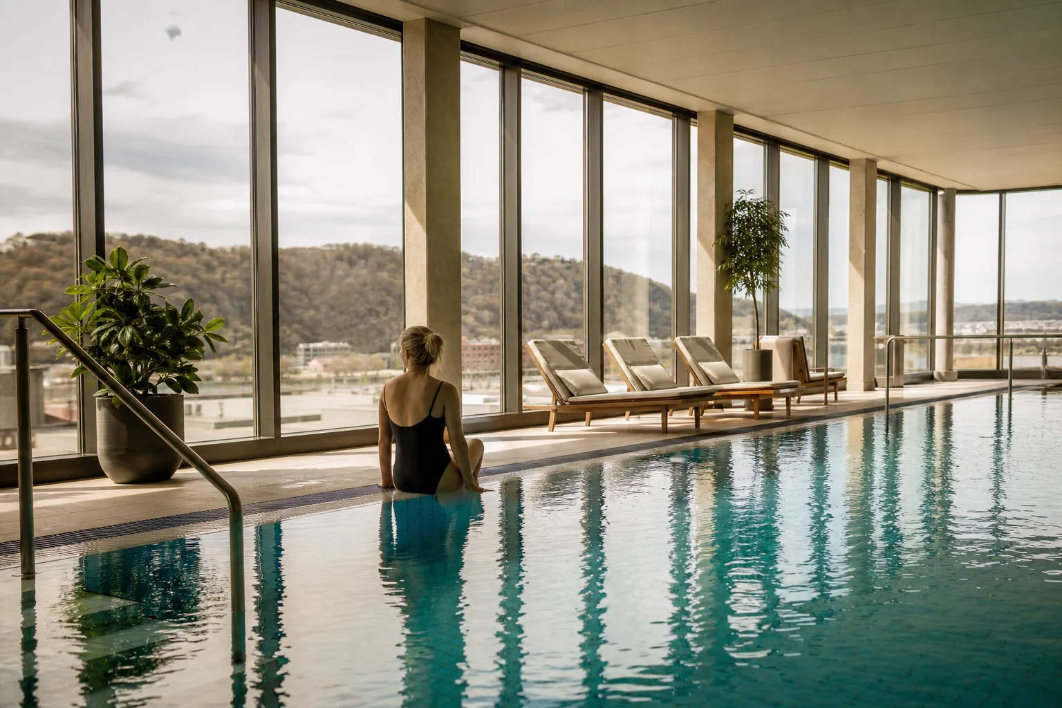 Poolhotell i Göteborg med utsikt över staden