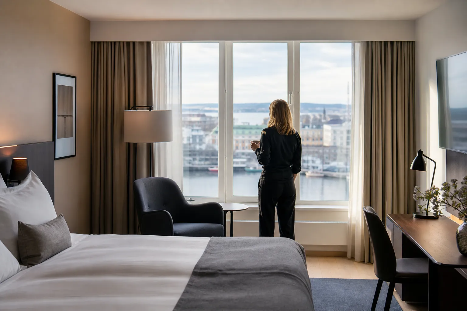 Konferenslokal på hotell i Göteborg med fönster mot hamnen