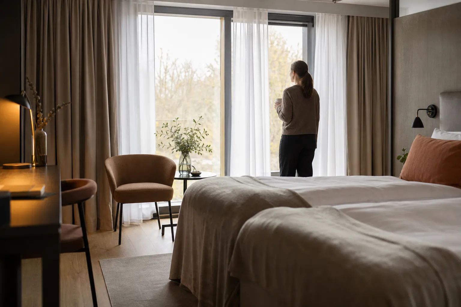 Konferenslokal i äldre byggnad i Skåne med utsikt över landskapet
