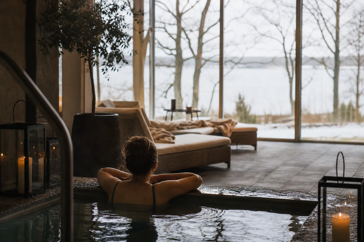 Relaxavdelning i herrgårdsmiljö med utsikt över park
